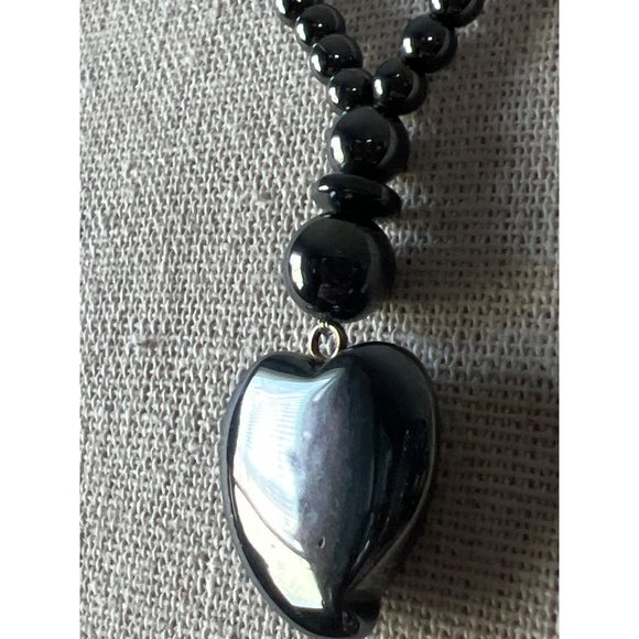 Heart Hematite Pendant Necklace -- 18" - Picture 7 of 9